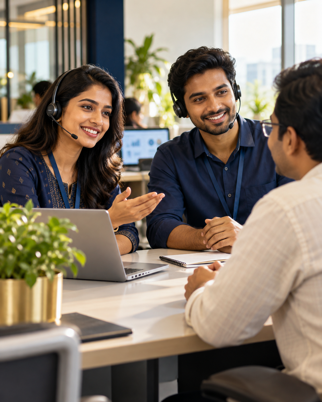 Team members discussing customer support